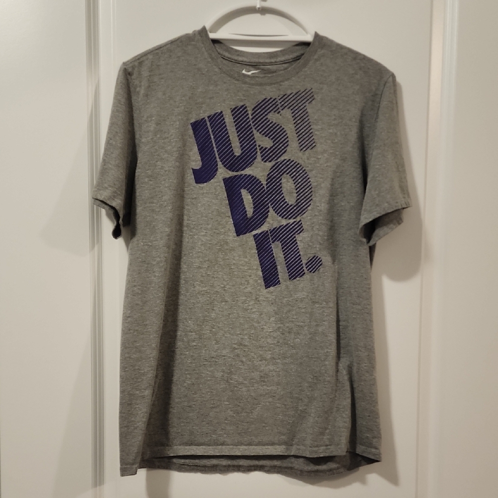Nike Gray and Purple Men's Graphic Tee